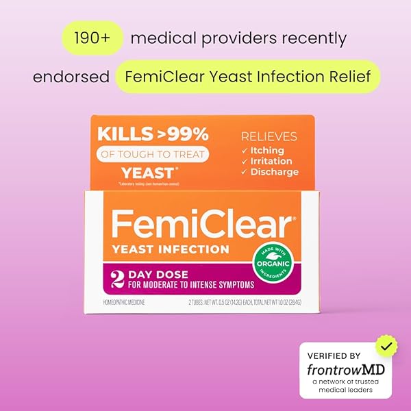 FEMICLEAR 2-DAY DOSE YEAST INFECTION AND ITCH CONTROL OINTMENT, FOR MODERATE TO INTENSE SYMPTOMS, MADE WITH ALL-NATURAL AND ORGANIC INGREDIENTS, PLUS EXTERNAL ANTI-ITCH OINTMENT FOR SOOTHING CARE