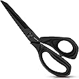 Asdirne Black Titanium Fabric Scissors, Dressmaking Scissors with Heavy Duty Multi-Purpose Titanium Coated Blades and Comfortable Soft Grip Handles, Black, 25CM