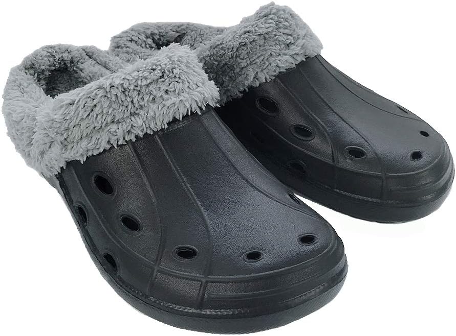 Iprome Garden Clog Shoes with Removable Fur Lined Slippers Warm Sandals Multi-Use for Men Women