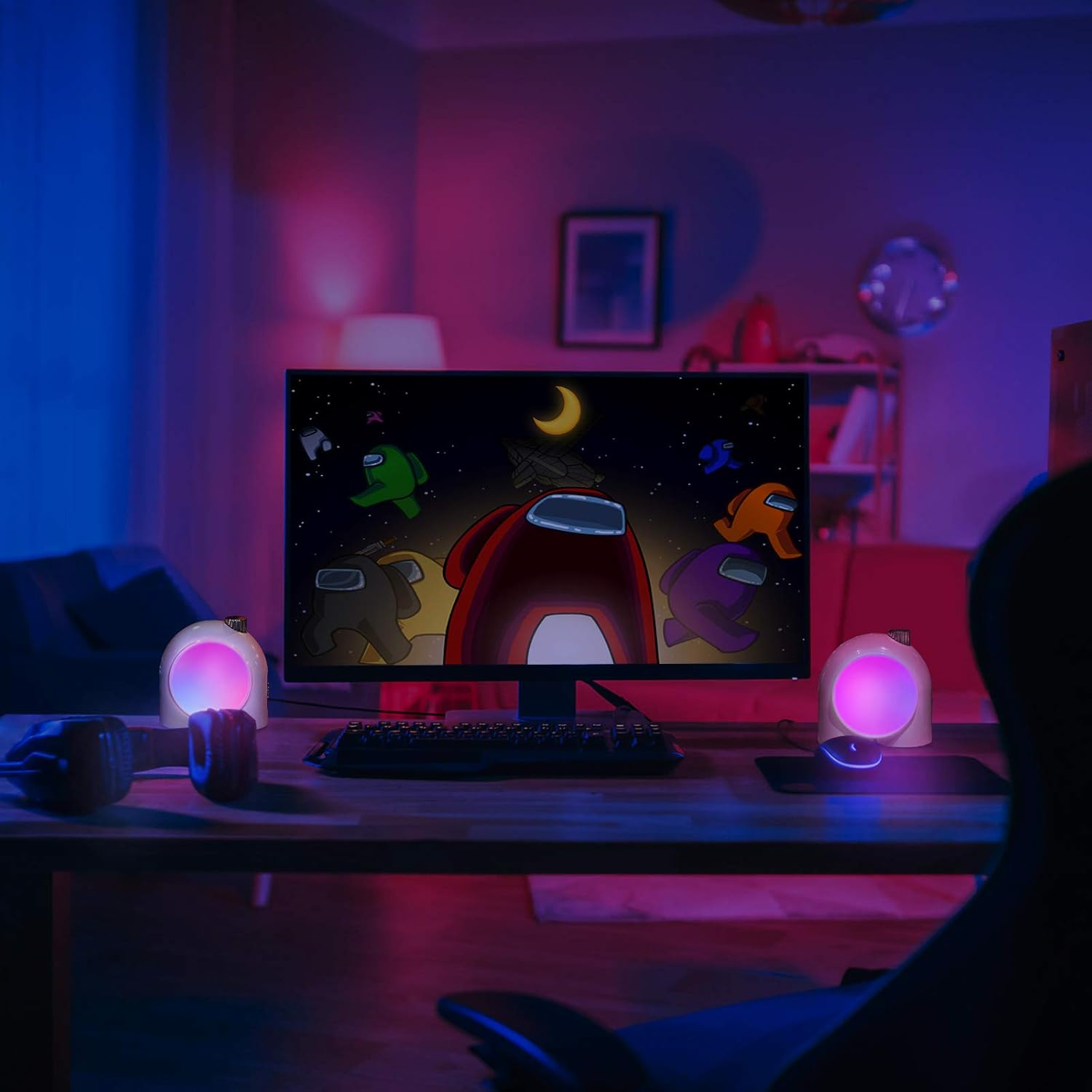 Divoom Planet-9 Smart Mood Lamp, Cordless Table Lamp with Programmable RGB LED for Bedroom Gaming Room Office, Pink: Home Improvement