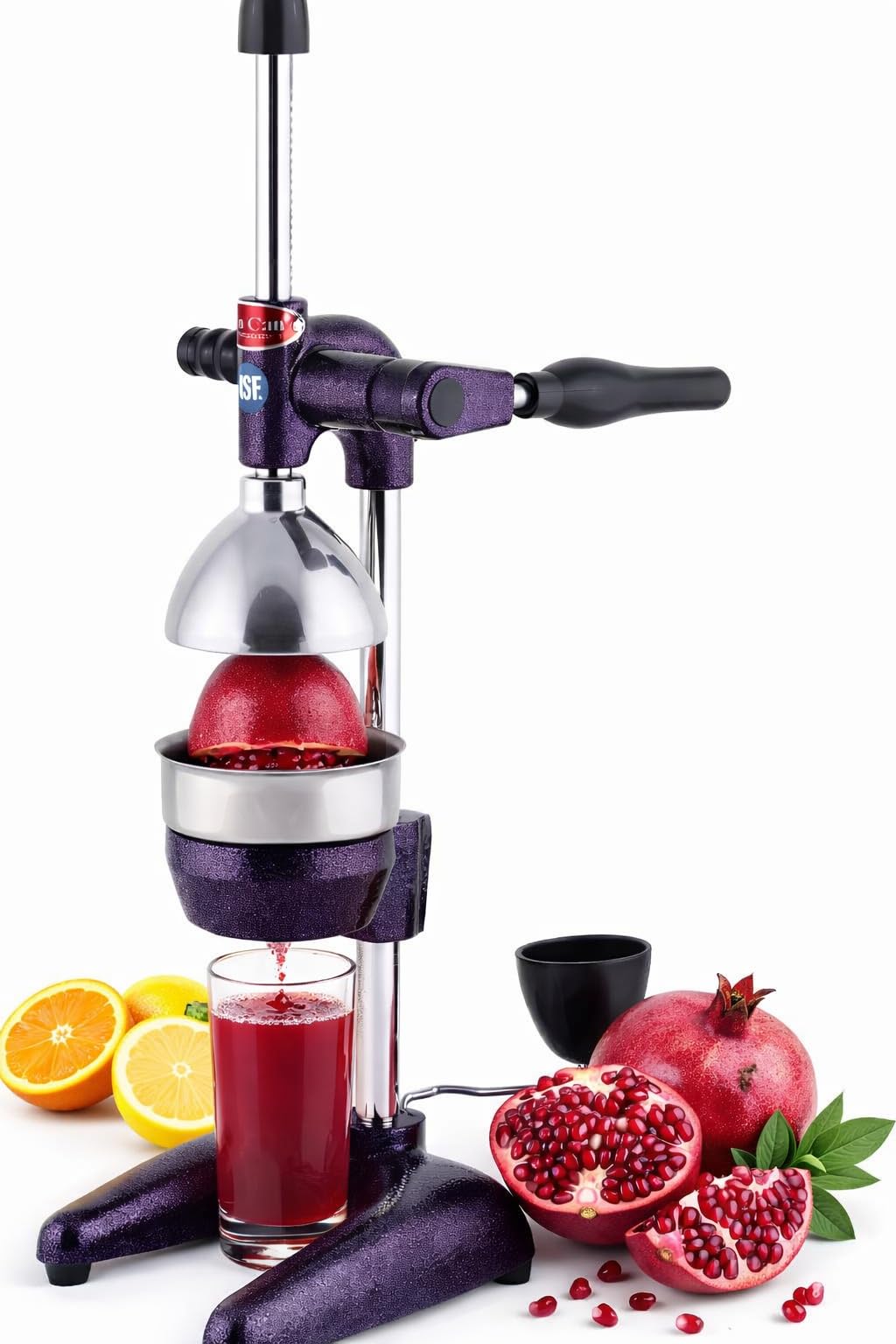 Can Can Commercial Juice Press for Pomegranates, Oranges, Grapefruits (Purple