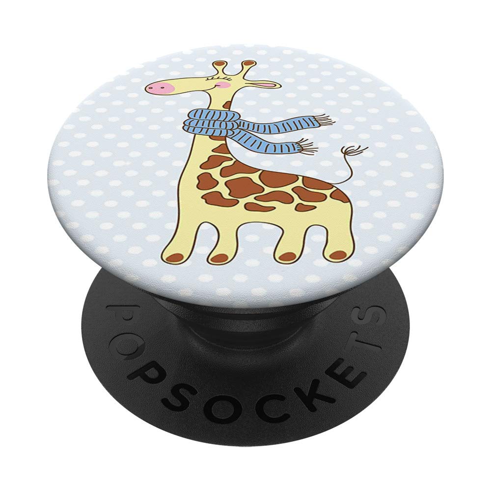 Pop Sockets Grip Stand Cartoon Giraffe Scarf Blue Yellow PopSockets PopGrip: Swappable Grip for Phones & Tablets