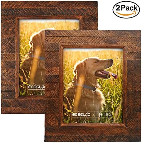 Eosglac Wooden Picture Frame, 8 x 10 (2pk) Rustic Finish Wood Plank Design, Handmade