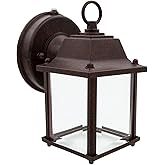 Maxxima LED Porch Lantern Outdoor Wall Light - Aged Bronze with Clear Glass, 3000K Warm White, 650 Lumens, Dusk to Dawn Photo