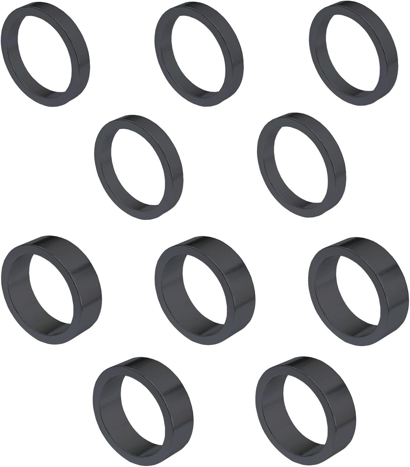 Young Wolf 10x Bicycle Head Stem Spacer Replacement Head Tube Spacer Aluminum Alloy Headset Washer Compatible with MTB/BMX/Mountain Bike (Black, 28.6mm)