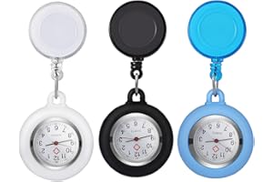 Fob Watch Doctor Retractable Fob Watches Clip- on Hanging Lapel Watches with Second Hand for Nurses- 3PCS