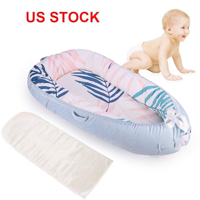 Baby Nest, Portable Baby Lounger with Soft Cotton Cover