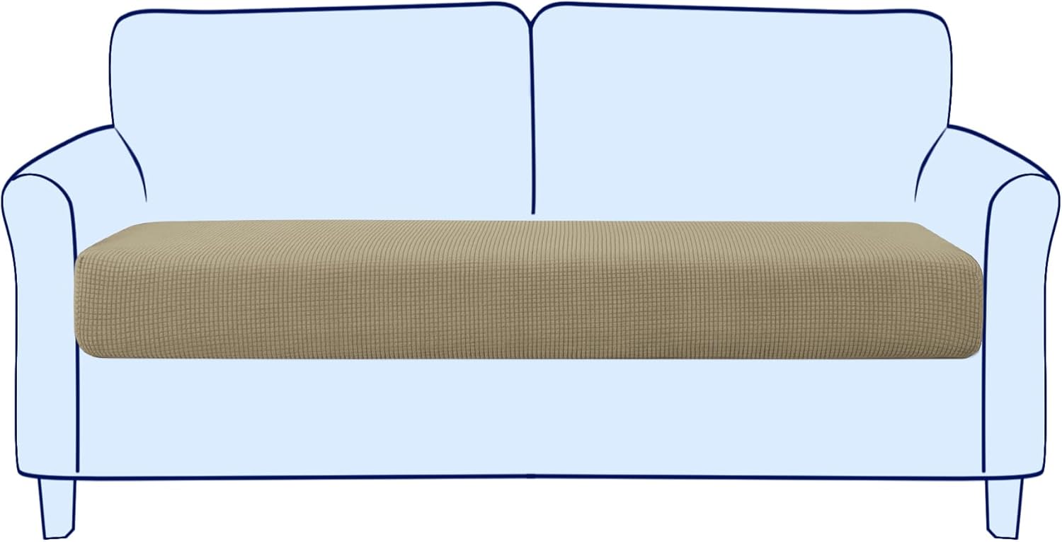 Slipcovers - subrtex Couch Slipcover RV Seater Slip Loveseat Stretch Durable Sofa Cushion Cover Spandex Elastic Furniture Protector for Settee Seat for Replacement in Livingroom, Medium, Sand