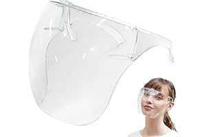 Face Shield with Glasses, Anti-Fog Clear Full Face Shield Mask, Reusable Protective Plastic Droplet Splash Guard for Women Me