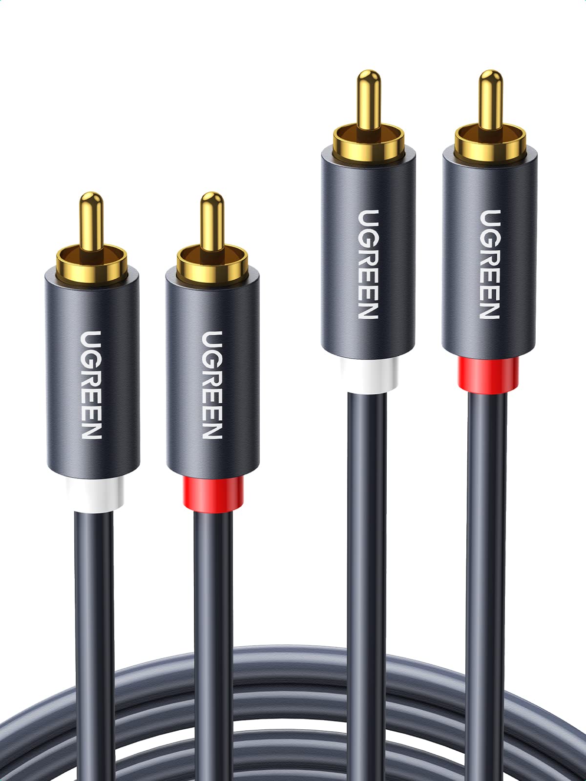 UGREEN RCA Cable 2M 2RCA to 2RCA Male to Male Hi-Fi Stereo Audio Twin Phono Interconnect Lead Compatible with Speaker Amplifier DJ Controller Home Theater HDTV Gaming Consoles Soundbar Turntable