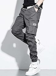 JMIERR Mens Casual Cargo Pants Elastic Waist