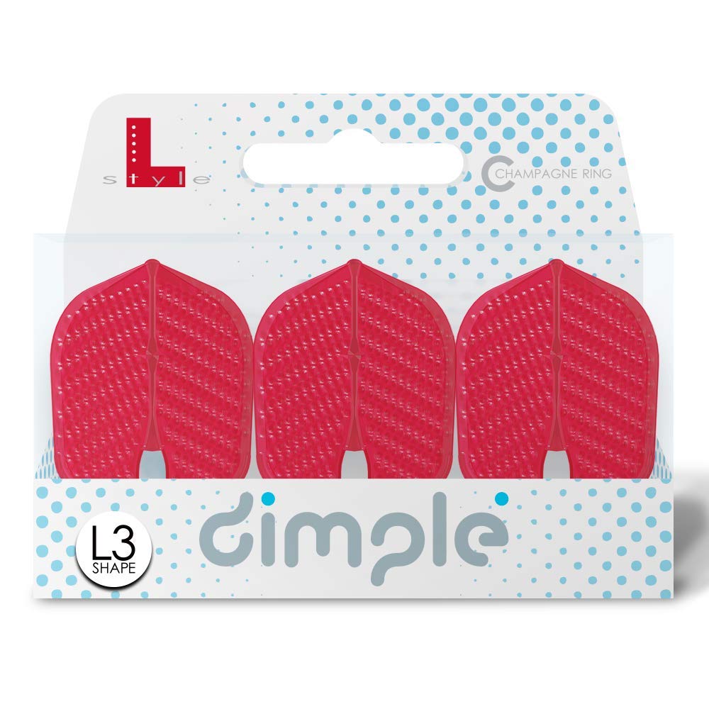 Lstyle dart flights - l3 pro dimple small standard shape: molded, plastic and lightweight set - red