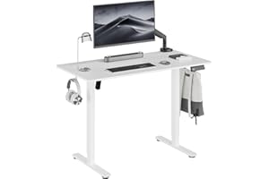 UPGRAVITY Height Adjustable Electric Standing Desk, 48 x 24 Inches Ergonomic Stand up Table, Sit Stand Home Office Desk with Splice Board, White Frame/White Top (White, 48 inches)