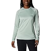 Columbia Women's Standard Tidal Tee Long Sleeve, Cool Green Heather/White Logo, XX-Large