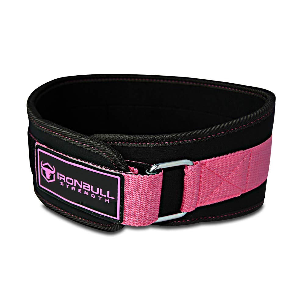 Photo 1 of **bigger in person** Iron Bull Strength Women Weight Lifting Belt - High Performance Neoprene Back Support - Light Weight & Heavy Duty Core Support for Weightlifting, Crossfit and Fitness (Black/Pink, Large)