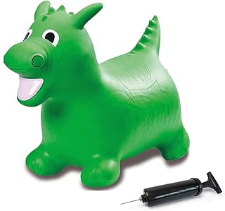 Jamara 460315 - Hüpftier Drache grün mit Pumpe - fördert Gleichgewichtssinn und motorische Fähigkeiten, Tierohren dienen dem Kind als Halt, belastbar bis 50 kg, Pflegeleicht, robust & widerstandsfähig
