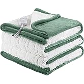 ESTINGO Heated Blanket Twin Size, 62"x84" Twin Size Electric Blanket with 5 Heating Levels & 10 Hours Auto Off, Fast Heating Blanket with ETL & FCC Certification for Bedroom Office Couch, Hunter Green