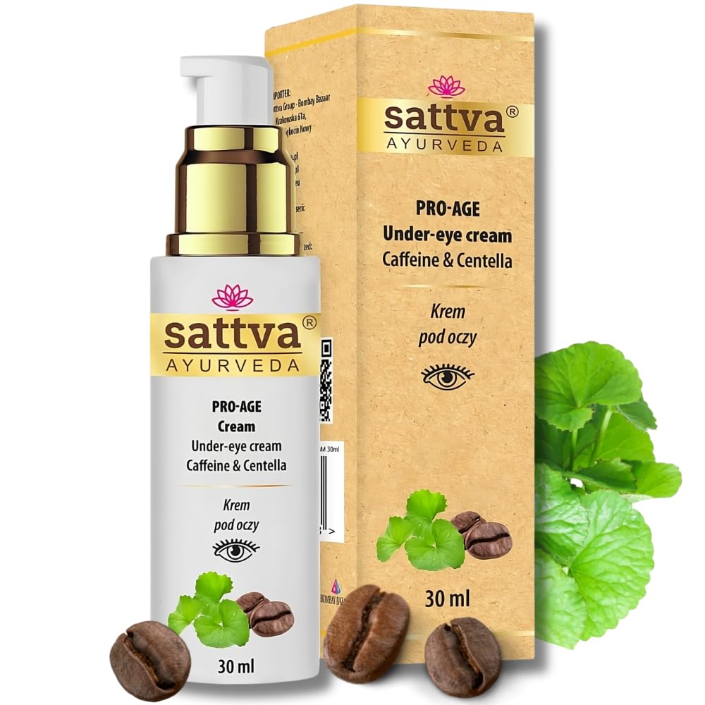 Sattva Eye Cream Against Wrinkles and Dark Circles - Eye Cream Against Bags with Caffeine and Gotu Kola - Intensive Anti-Ageing Eye Care that Brightens and Rejuvenates Eye Area - 30 ml