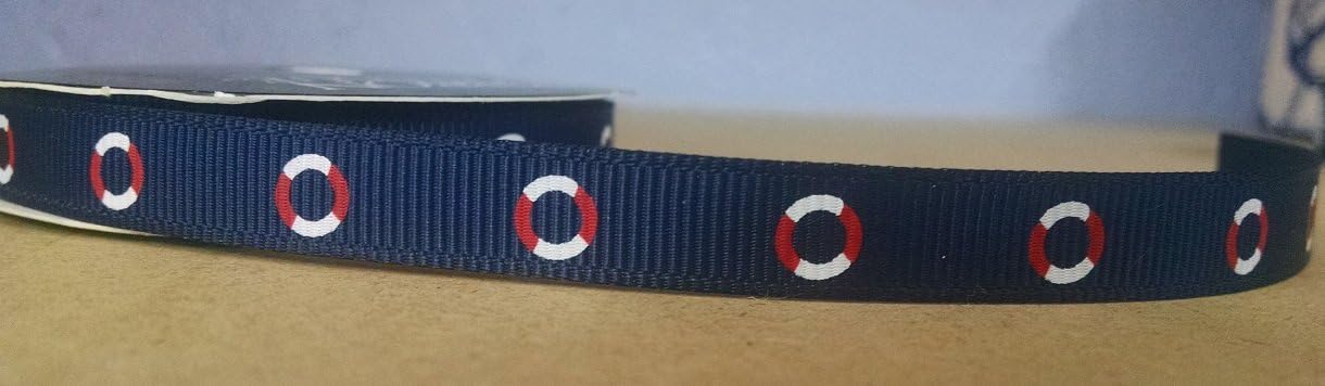 Nautical Life Preserver Navy Blue Grosgrain Ribbon - 4 Yards
