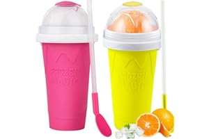MICEAN Slushy cup Slushie Maker Cup,Frozen Magic Slushy Cup - Create Delicious Slushies Anywhere with This Fun and Cool Slushie Maker Cup! (Red＋Yellow)