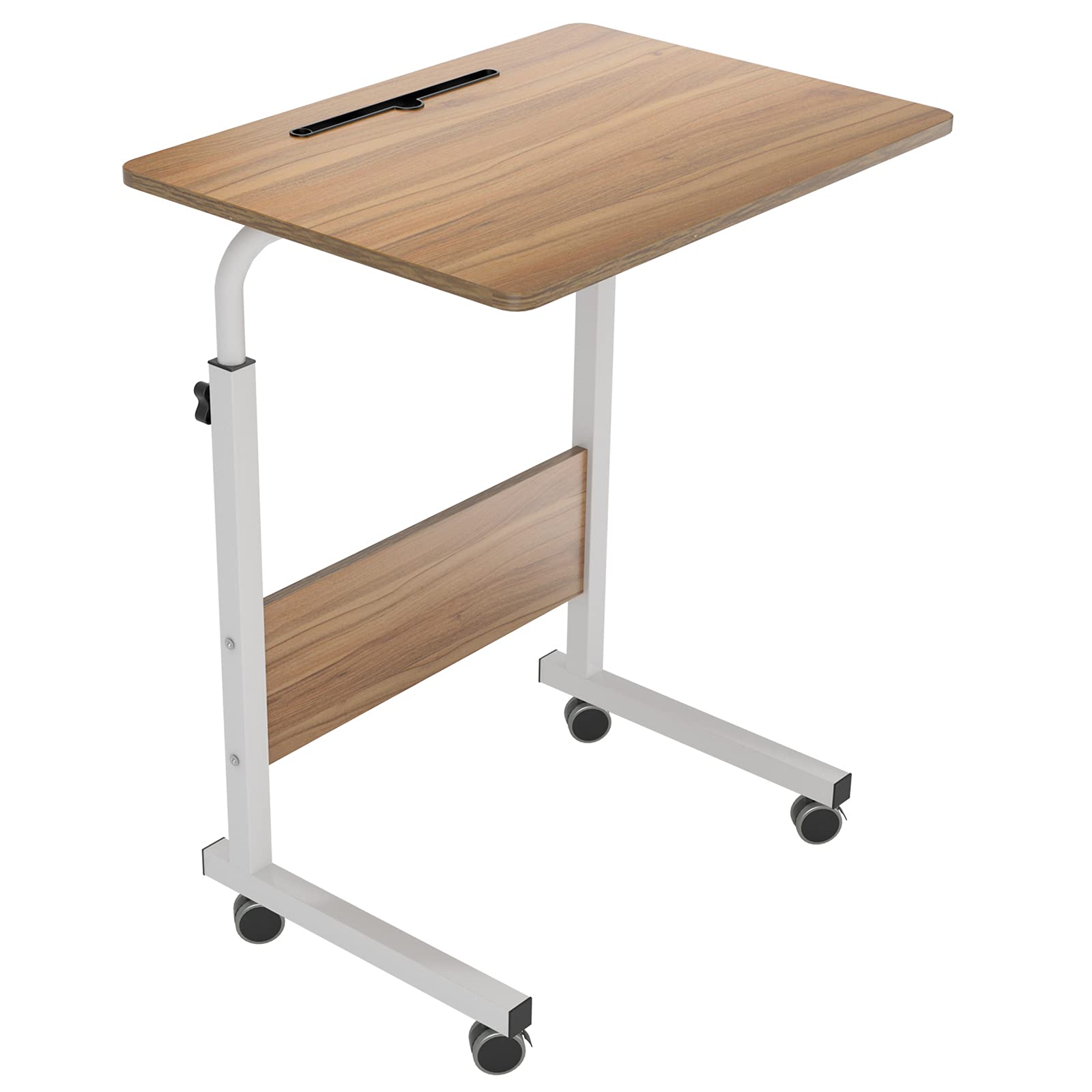 sogesfurniture 60 * 40cm Laptop Table Sofa Table Side Height Adjustable, Mobile Computer Stand Laptop Notebook Desk PC Stand Portable, Oak 05#3-60OK-BH