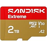 SANDISK 2TB Extreme microSD Card + Adapter, Up to 240MB/s Read Speeds | UHS-I, V30, 5K &amp; 4K UHD, U3, C10, A2, Up to 140MB/s Write Speeds, Ideal for Action Cam, Drone, Smartphone- SDSQXAV-2T00-GN6MA