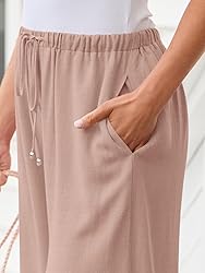 LILLUSORY Women's Palazzo Pants Flowy Linen Wide
