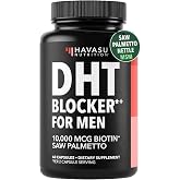 DHT Blocker for Men with Biotin 10000mcg Per Serving, 30 Servings | Supports Healthy Hair Growth with Saw Palmetto Extract, Stinging Nettle, MSM, and Pea Extract Vegan, Gluten Free, 60 Count