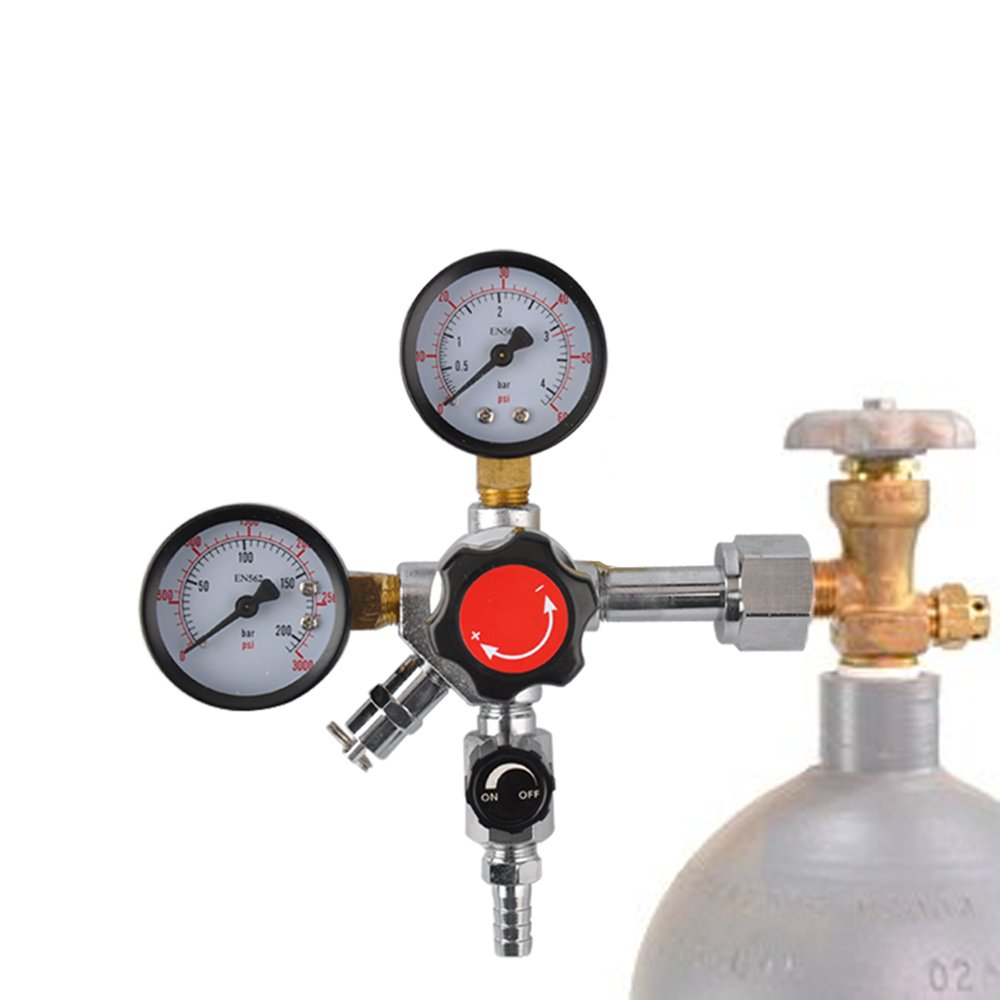 HLTEK Dual Gauge Co2 Regulator for Homebrew Kegerator Draft Beer