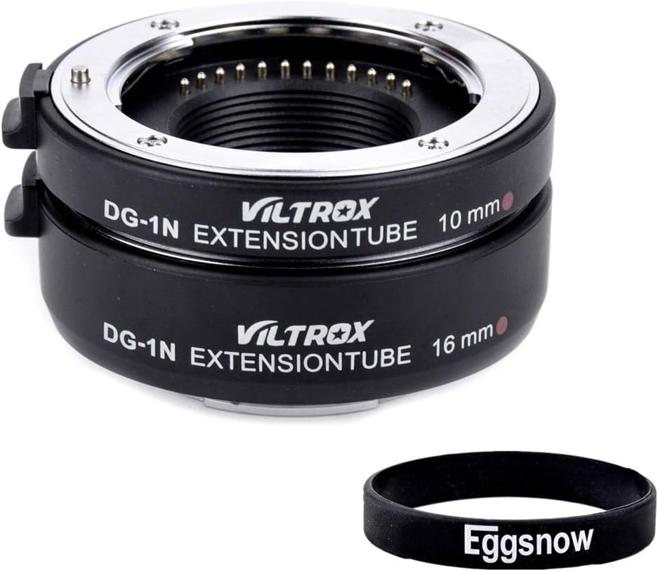 Eggsnow Autofocus Macro Extension Tube Set for Nikon 1 AW1 J3 J2 J1 S1 V3 V2 V1(2 Rings:10mm, 16mm, Usable in Any Combination)- Black