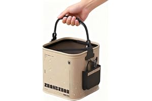 Foldable Fishing Bucket, 14L Foldable Fish Bait Bucket Portable Minnow Bucket Water Containers with Mesh Lid, Handle and Rope