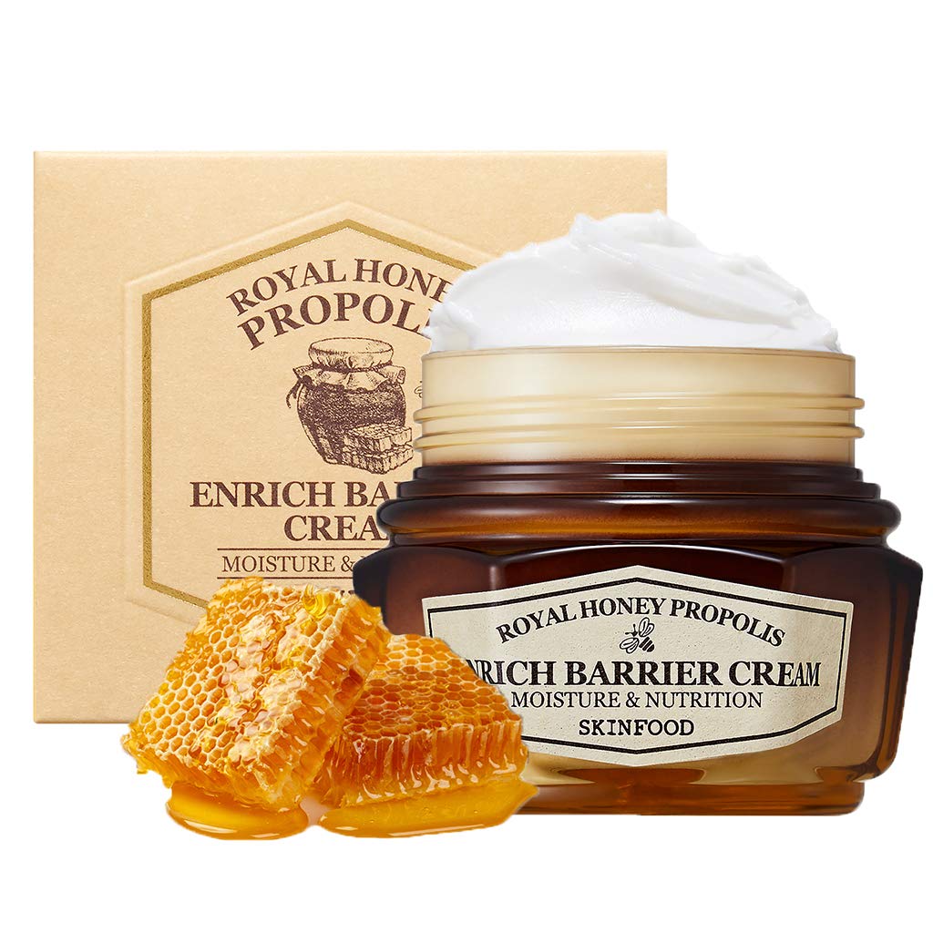 SKINFOOD Royal Honey Propolis Enrich Barrier Cream 2.13 fl.oz. (63ml) - 50% Black Bee Propolis & Royal Jelly Extract Contained Powerful Nourishing Facial cream, Skin Moisturizing & Firming