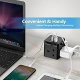 JSVER Cube Extension Lead with 3 USB Ports 5V 2.4A 200cm Cable Black view 7