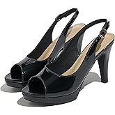 Lyngixko Women’s Sexy High Heels Peep Toe Ankle Strap Platform Block Slingback Dress Pumps Shoes for Women