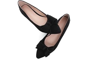 SAILING LU Women's Pointed Toe Ballet Flats Cute Bow-Knot Comfortable Loafers Formal Business Suede Slip-ons Soft Walking Shoes