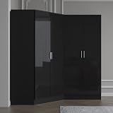 Reflect 2 Piece Wardrobe Bundle | 2 Door Corner & Plain | Black Gloss view 4