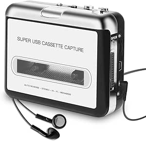 Cassette Player Portable, ASINNO Cassette Player to MP3 Converter CD Music/Walkman Tapes Recorder Via USB Compatible with Laptops&amp;PC with Earphones
