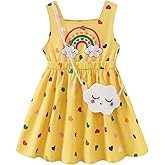 Toddler Girls Spring Dress Little Girl Rainbow Summer Dresses for Girls Sleeveless Sundress with Bag Outfits