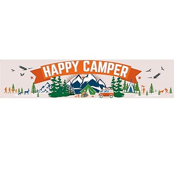 Happy Camper Banner Camping Party Decorations Camping Decorations