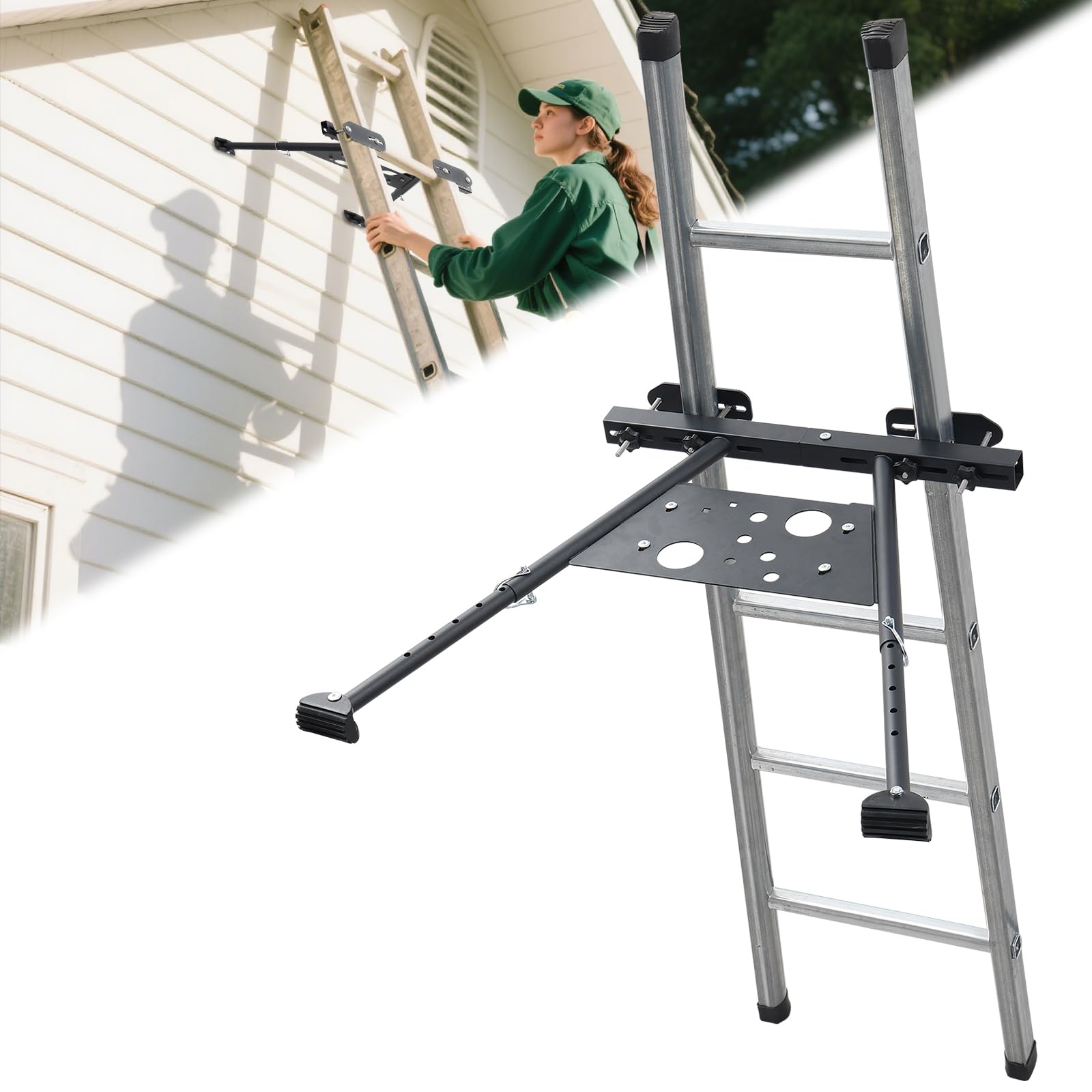Photo 1 of Ladder Stabilizer, Ladder Stabilizer for Roof, Wall Ladder Standoff Premium Steel, Adjustable Leg 20.4-29.5" Ladder Stabilizer withstands 300 LBS Weight Rating