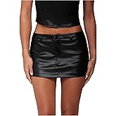 SweatyRocks Women's Leather Mini Skirts Low Waist Bodycon Party Skirts Streetwear