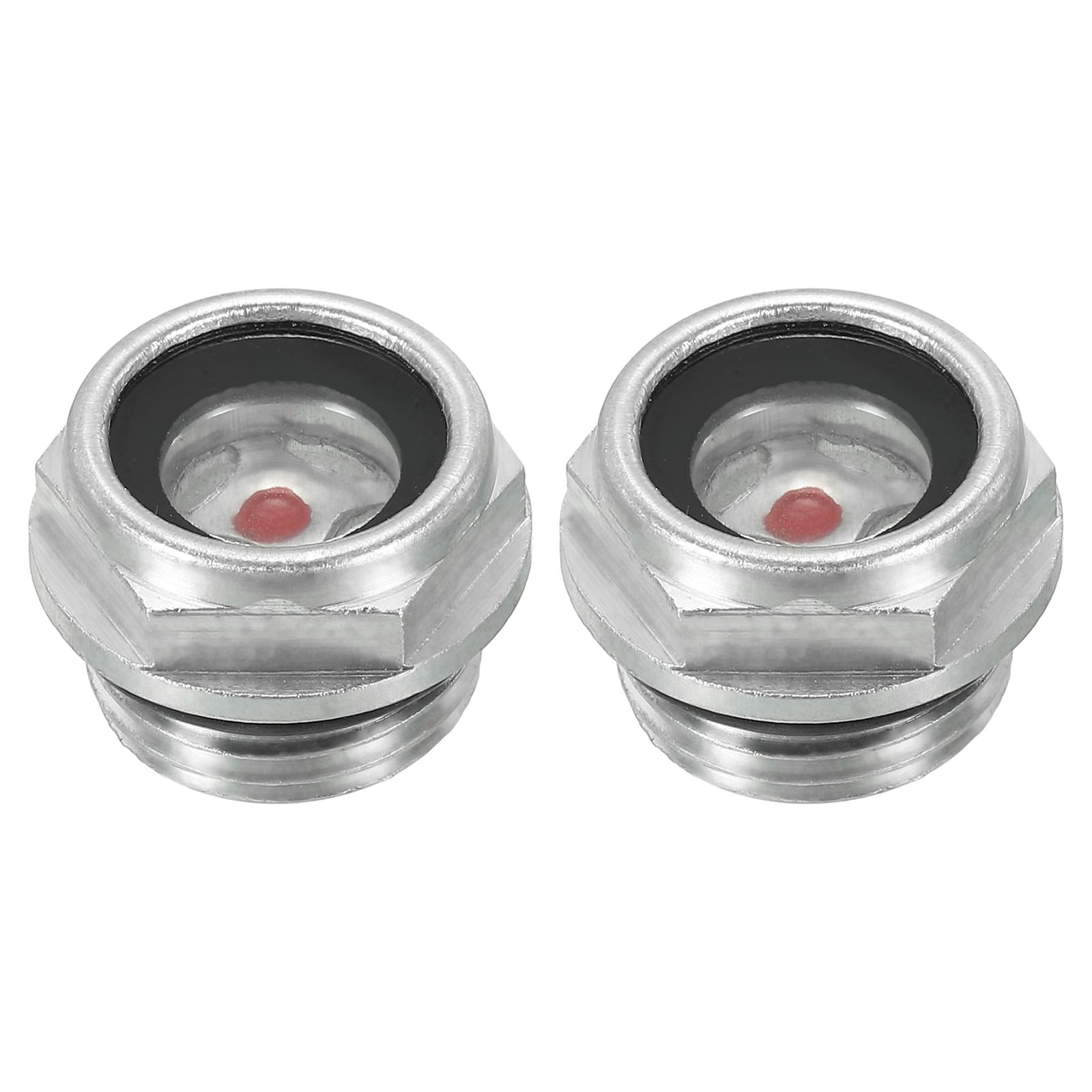 PATIKIL Air Compressor Oil Sight Glass, 2 Pack M18*1.5 Male Thread Aluminum Alloy Oil Liquid Level Gauge Air Compressor Parts with O-Ring