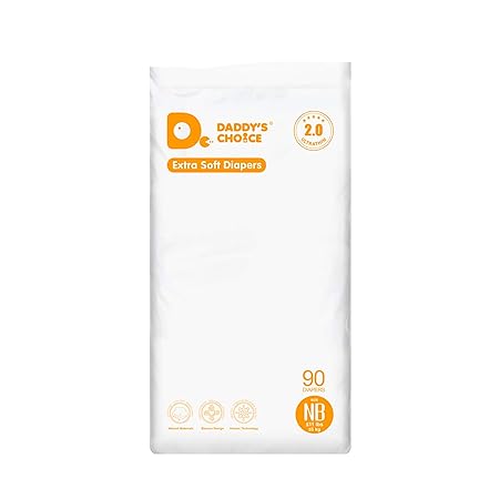 Daddys Choice Extra-Absorb Soft Diapers with Wetness Indicator - 90 Count, XS Size, Tape Style Disposable Diaper for Newborn Baby