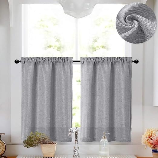 Amazon Com Linen Textured Tier Curtains Rod Pocket Flax Linen
