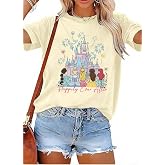 Magic Kingdom Shirts for Women Sequin Top Colorful Castle Graphic Tshirt Holiday Vacation Shirt Funny Cute Tee Tops