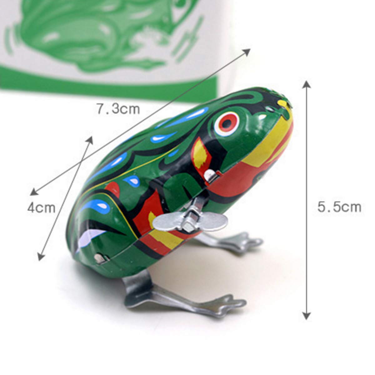 Halloluck 4 Pcs Clockwork Spring Wind Up Metal Jumping Frog Cock Rabbit Mouse Retro Vintage Wind-up Animal Party Favors Desktop Decor