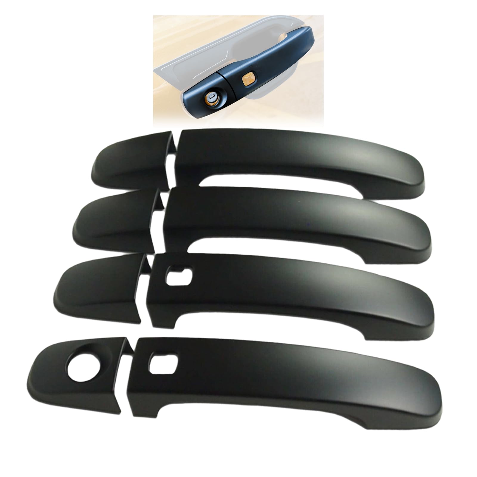 JHCHAN 2011-2022 Door Handle Protectors for Ford Ranger Wildtrak Accessories T6 T7 T8 Raptor XL XLS Limited Everest Door Handle Cover Scratch Guard with Smart Keyhole Matte Black 4PCS