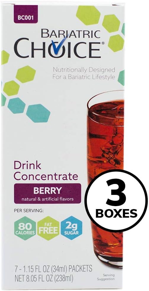 Bariatric Choice Low-Carb Liquid Protein Fruit Drink Concentrate - Berry Flavored Drink Mix To Enhance Water - 3 Box Value Pack - SAVE 10%