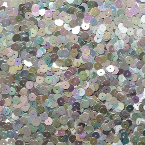 6mm flat sequin paillettes ~ Silver Metallic Iris Rainbow ~ Made in USA Loose paillette sequins for embroidery, applique, arts, crafts, bridal wear and embellishment.
