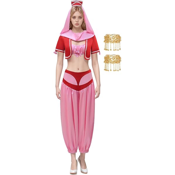 Amazon.com: Vmyainrt I Dream of Jeannie Costume for Women Red Genie Arabian  Set and Wig Accessories Halloween Party Outfit (Pink-Jeannie Bottle Set,  X-Small) : Clothing, Shoes & Jewelry